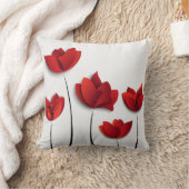 赤い花柄の枕 クッション (ブランケット)