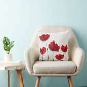 赤い花柄の枕 クッション (椅子)