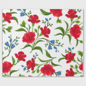 赤い花柄の植物デザイン ギフト包装紙 ラッピングペーパー (フラット)