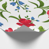 赤い花柄の植物デザイン ギフト包装紙 ラッピングペーパー (角)