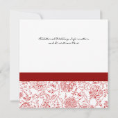 赤い花柄の結婚式招待状 招待状 (裏面)