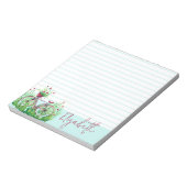 赤い花柄の自転車（名入れ） ノートパッド (回転)