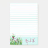 赤い花柄の自転車（名入れ） ポストイット (正面)