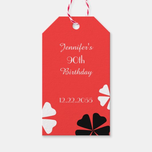 赤い花柄はギフトのラベル、味方される2感謝していしています ギフトタグ (正面)