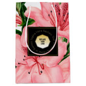 赤い花柄 お客様の企業名とロゴを追加 ミディアムペーパーバッグ (正面)