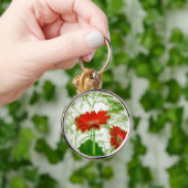 赤い花柄 キーホルダー (手)