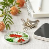 赤い花柄 キーホルダー (側面)