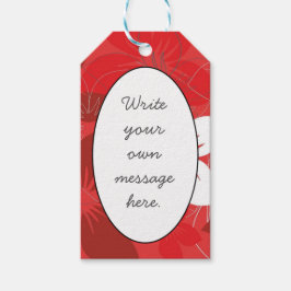 赤い花柄 ギフトタグ