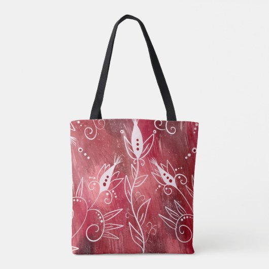 赤い花柄 トートバッグ (裏面)