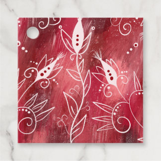 赤い花柄 フェイバータグ