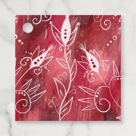 赤い花柄 フェイバータグ (正面)