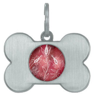 赤い花柄 ペットネームタグ