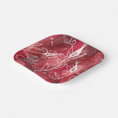 赤い花柄 ペーパープレート (傾斜あり)