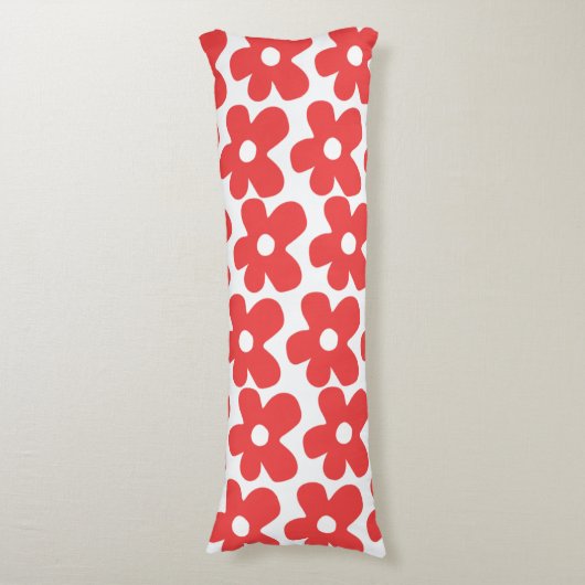 赤い花柄 ボディピロー (正面縦)