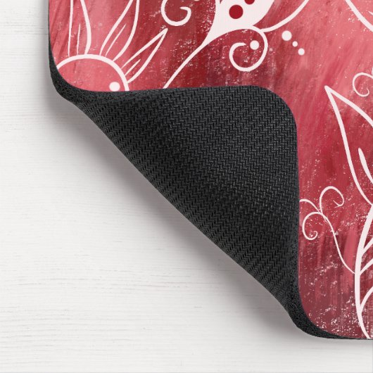 赤い花柄 マウスパッド (コーナー)