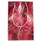 赤い花柄 ミディアムペーパーバッグ (正面)