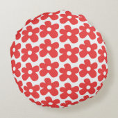 赤い花柄 ラウンドクッション (裏面)