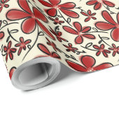 赤い花柄 ラッピングペーパー (ロールコーナー)