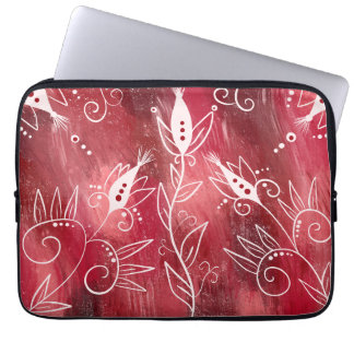 赤い花柄 ラップトップスリーブ