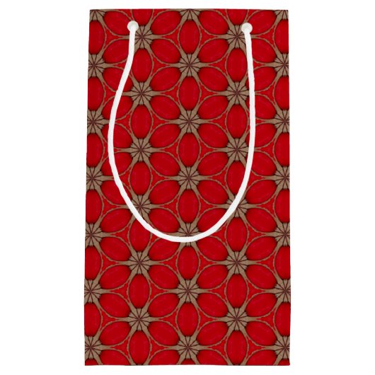 赤い花模様の小さいギフトバッグのように スモールペーパーバッグ (正面)