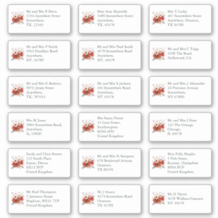 赤い花模様個結婚人のゲスト名アドレス シール