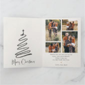 赤い花模様数々の家族の写真メリークリスマス カード (内部)