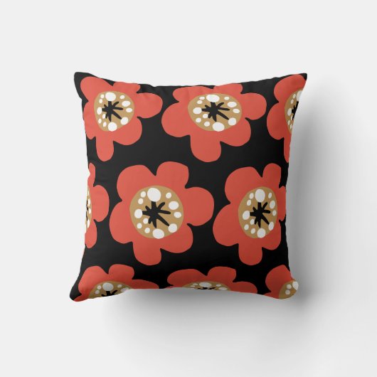赤い花模様 クッション (裏面)