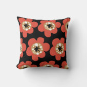 赤い花模様 クッション (正面)