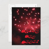 赤い花火ハッピーニューイヤーのポストカード シーズンポストカード (正面/裏面)