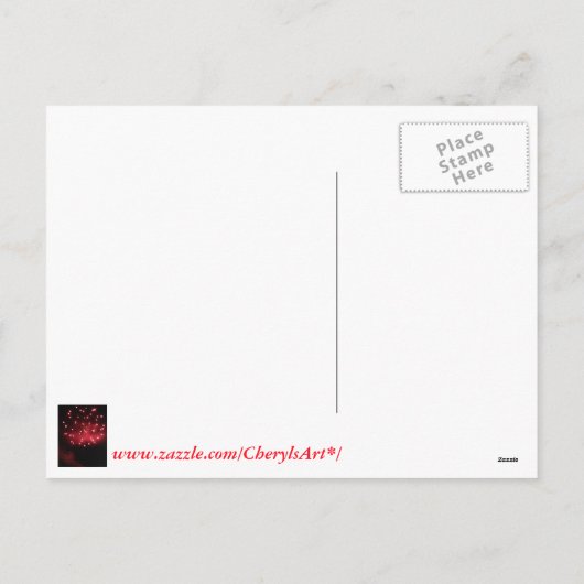 赤い花火ハッピーニューイヤーのポストカード シーズンポストカード (裏面)