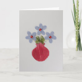 赤い花瓶に青い花をパーソナライズ カード