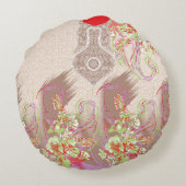 赤い花瓶のデザイン ラウンドクッション (裏面)