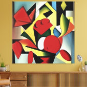 赤い花瓶の赤いバラ幾何学的なアート抽象芸術 キャンバスプリント (インサイチュ (リビング))