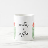 赤い花筒サボテンとコーヒーウォーター色 コーヒーマグカップ (中央)