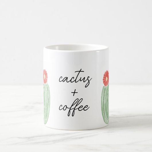赤い花筒サボテンとコーヒーウォーター色 コーヒーマグカップ (中央)
