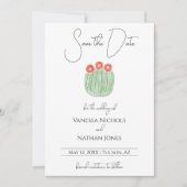 赤い花筒サボテン日付カードを保存 セーブザデート (正面)