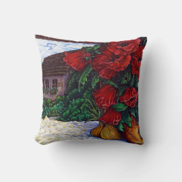 赤い花絵を描の16インチX 16インチ装飾用クッション クッション