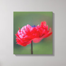 赤い花絵画の効果がクローズアップ