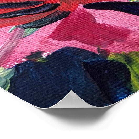 赤い花絵画の ポスター (角)