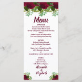 赤い花緑のウェディングレセプションメニュー メニュー (正面)