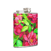 赤い花緑葉の絵画花 フラスク (右)