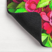 赤い花緑葉の絵画花 マウスパッド (コーナー)