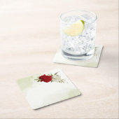 赤い花葉は結婚緑 スクエアペーパーコースター (インサイチュ)