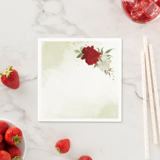 赤い花葉は結婚緑 スタンダードカクテルナプキン (インサイチュ)