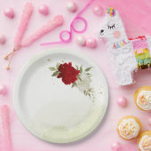 赤い花葉は結婚緑 ペーパープレート (パーティー)