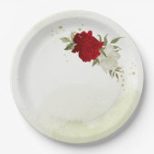 赤い花葉は結婚緑 ペーパープレート (正面)