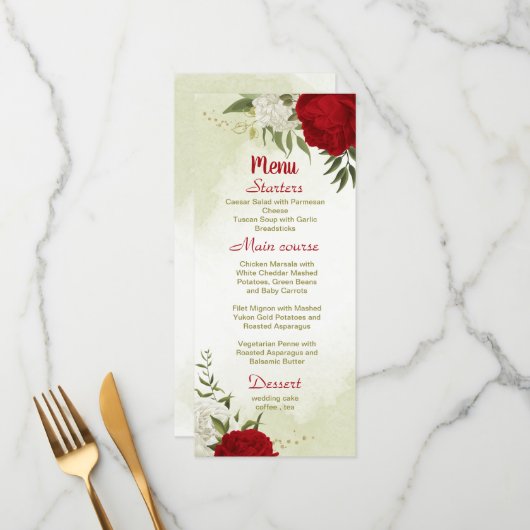 赤い花葉は結婚緑 メニュー (正面/裏面インサイチュ)