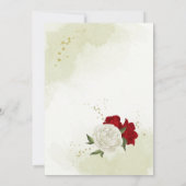 赤い花葉は結婚緑 招待状 (裏面)