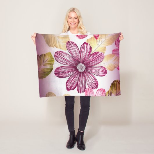 赤い花葉 フリースブランケット (インサイチュ)