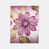 赤い花葉 フリースブランケット (正面)